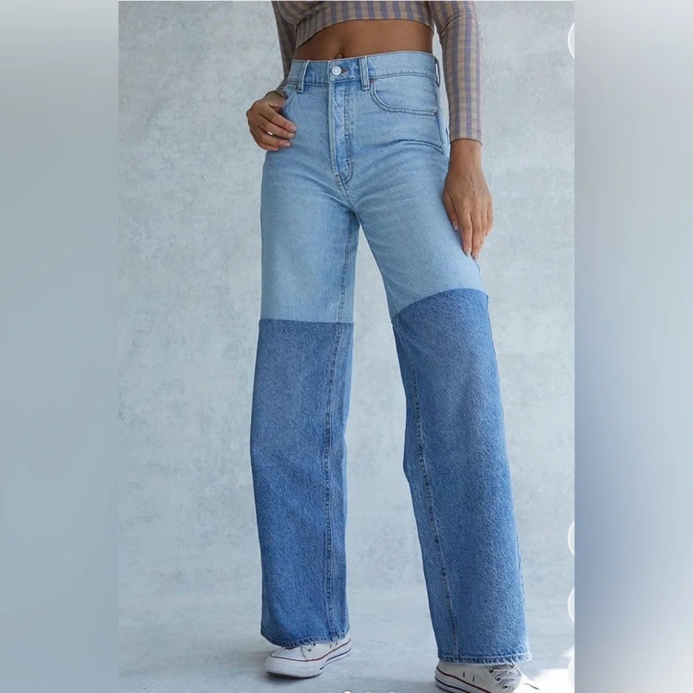 PacSun Light and Dark Blue Flare Jeans